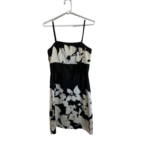 Suzi Chin for Maggy Boutique White/Black Silk Dress Size 4 - Picture 1 of 5